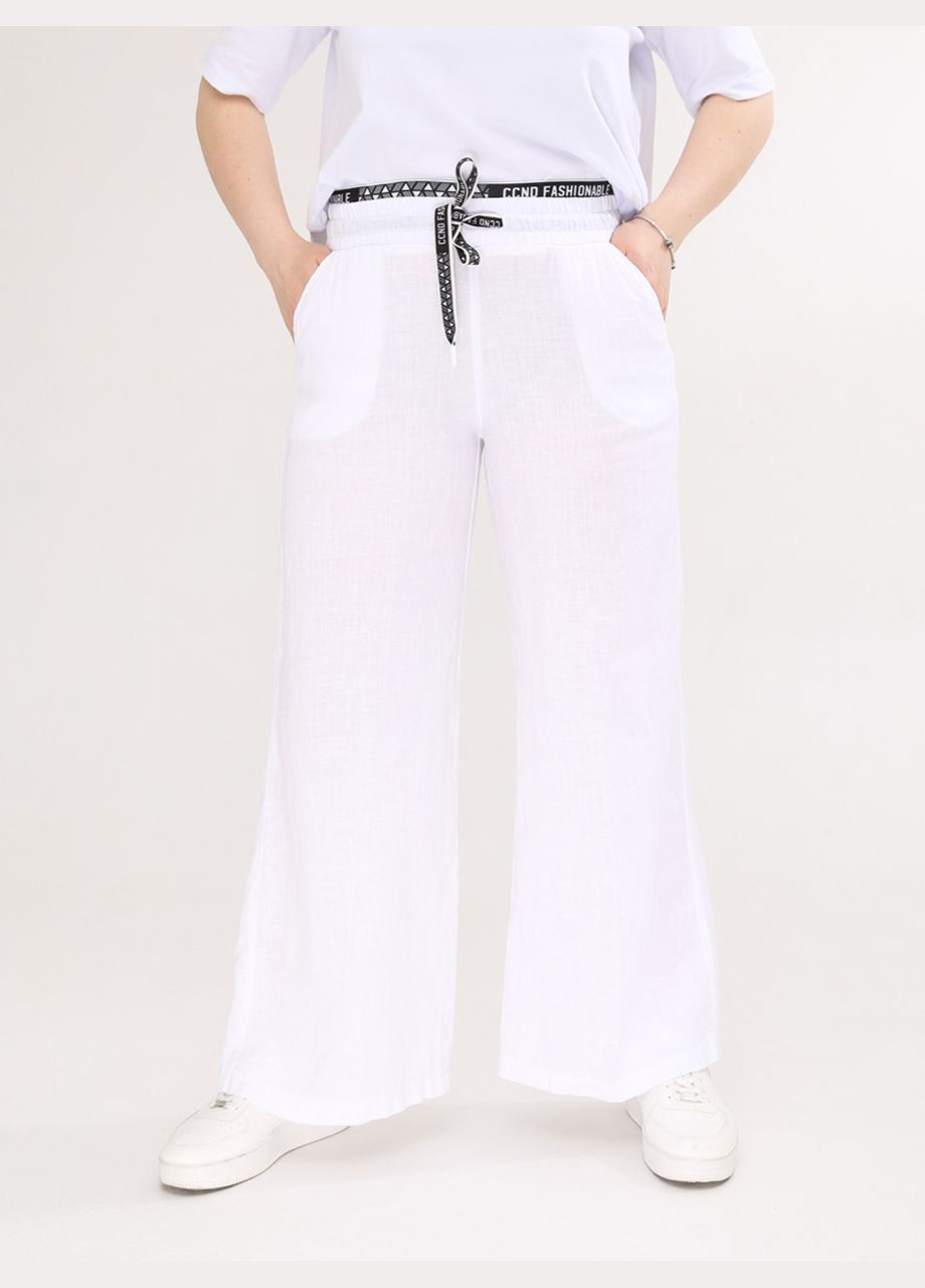 Брюки женские белые льняные палаццо на кулиске Estensivo Палаццо (293956579)