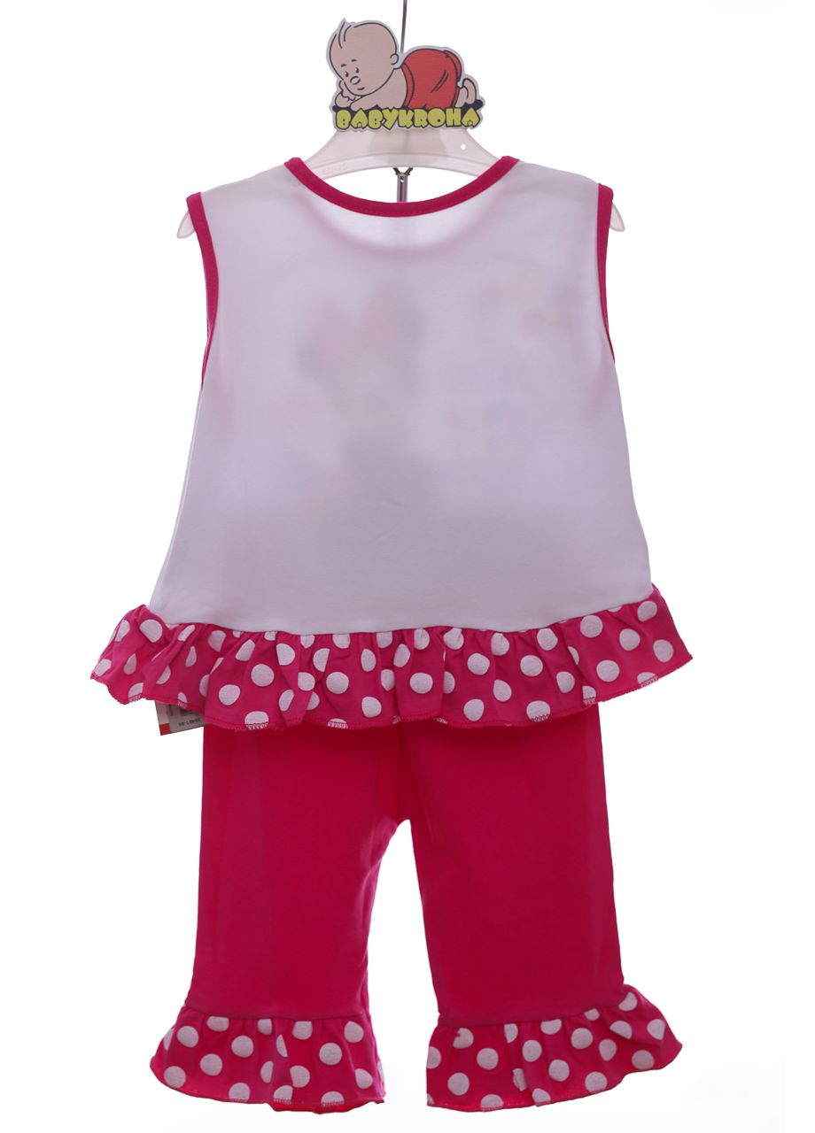 Розовый летний костюм летний для девочки трикотажный в горошек минни розовый 86 см (38481) BABYKROHA