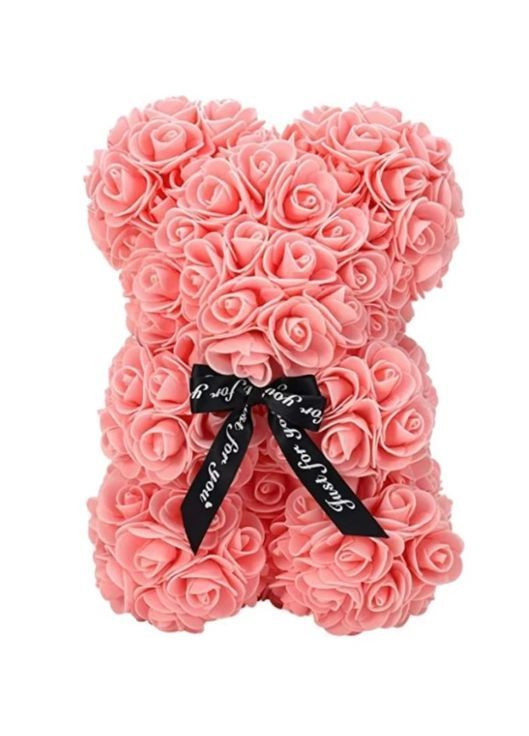 Ведмедик з троянд у подарунковій коробці ніжно-рожевий Teddy Flower 25 см (2104618700) No Brand (365750951)