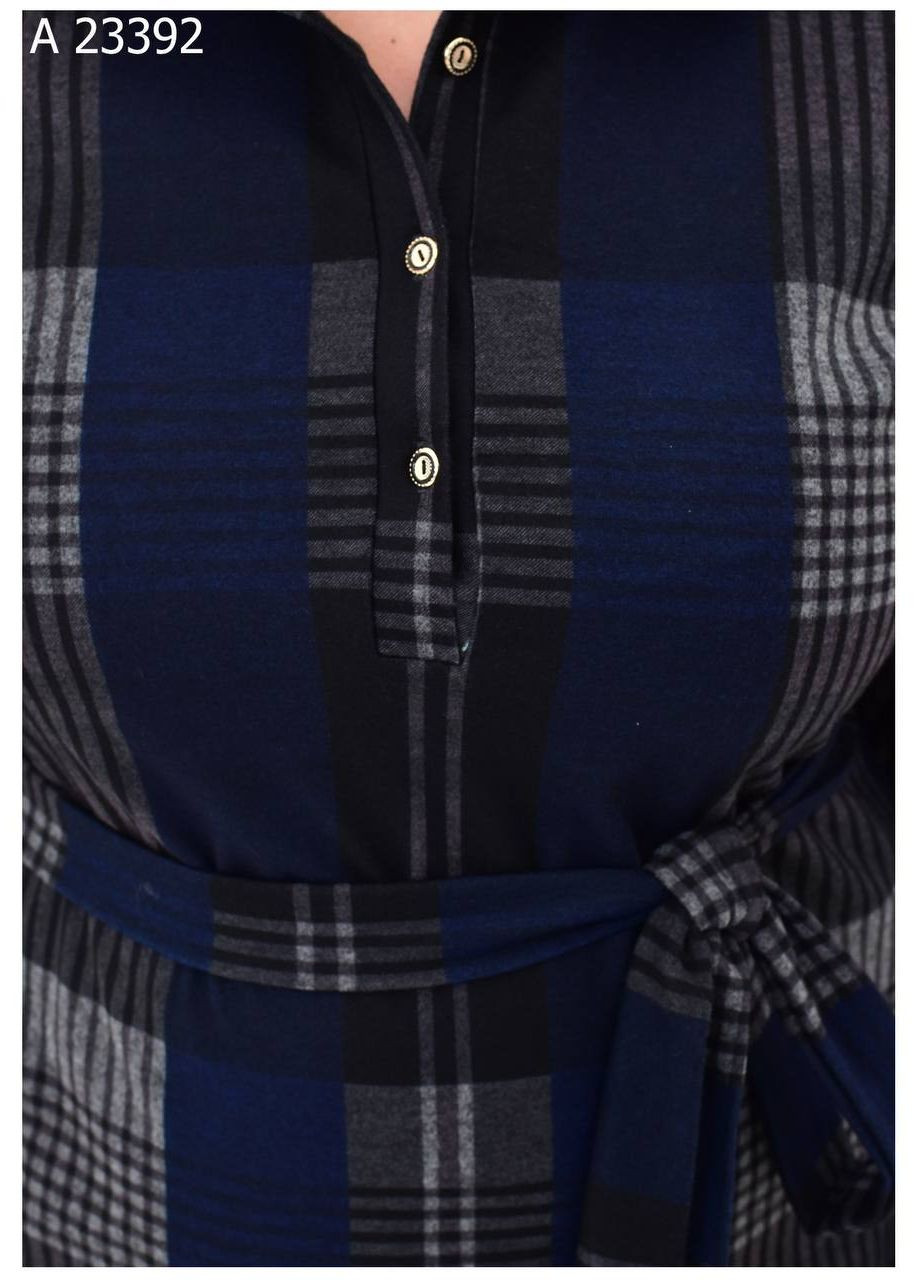 Синее повседневный платье женское большого размера SK в клетку