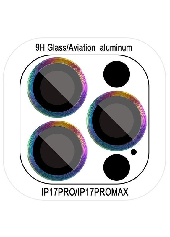 Захисне скло Metal Classic на камеру для Apple iPhone 17 Pro (6.3") / 17 Pro Max (6.9") Rainbow No Brand (365750054)