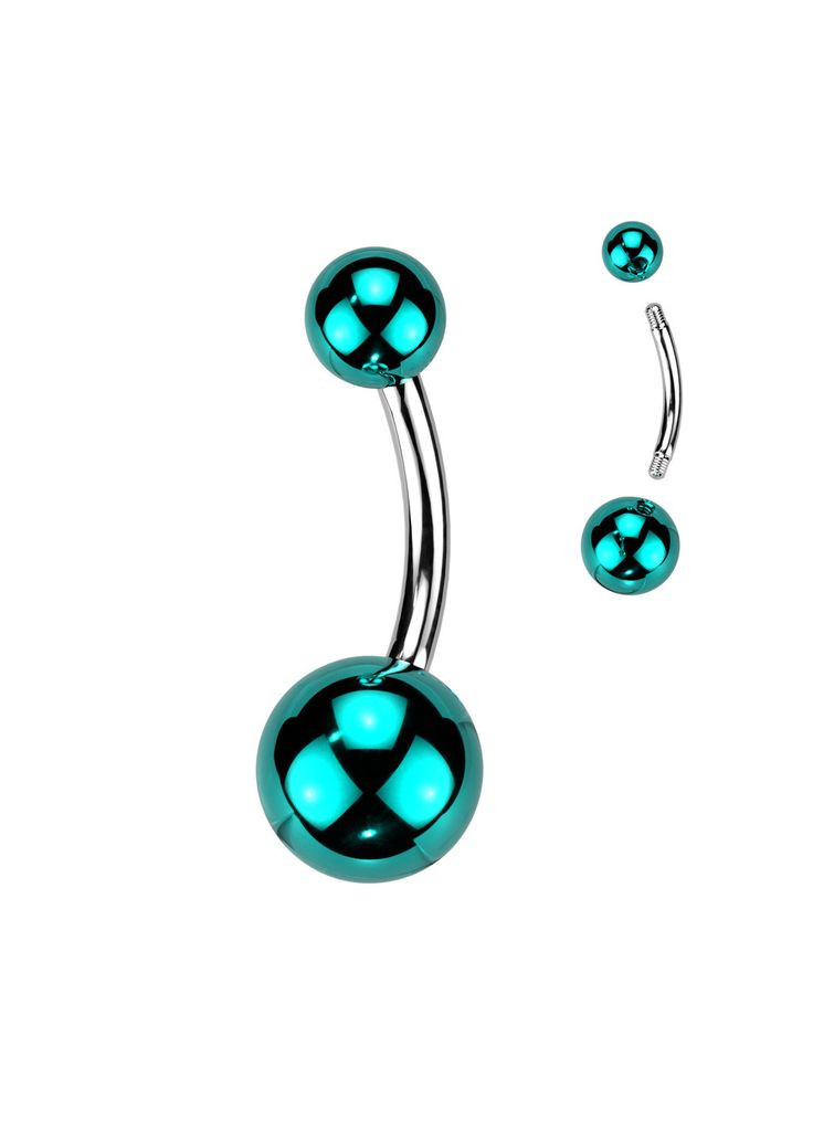 Сережка банан для пірсингу пупка NAQ-1325-B з хірургічної сталі та акрилу (Довжина 10мм; Колір кульок: Синій) Spikes (333342394)