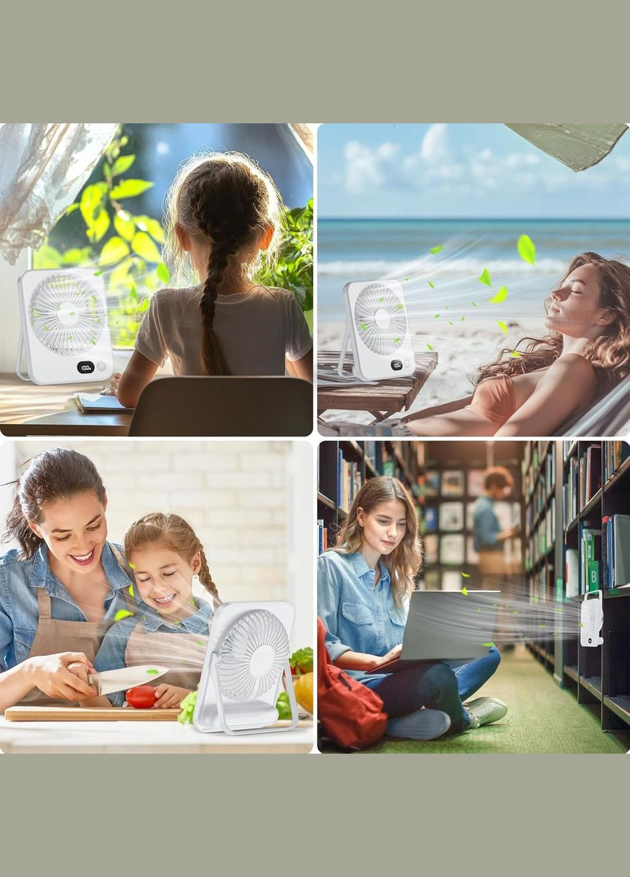 Вентилятор настольный аккумуляторный USB с дисплеем, портативный бездротовой Hofmy Po Fanu (351563221)