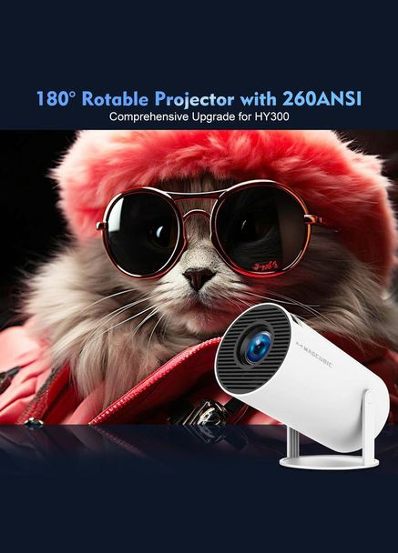 Смарт Проектор 4K Android 11 HD BT5.0 Dual Wi-Fi Домашній кінотеатр Grey No Brand MAGCUBIC HY300 PRO (314965147)