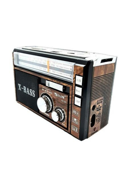 Радиоприемник RX-381 FM всеволновое переносное радио работа от сети акумулятора батареек Коричневый Golon (333799867)