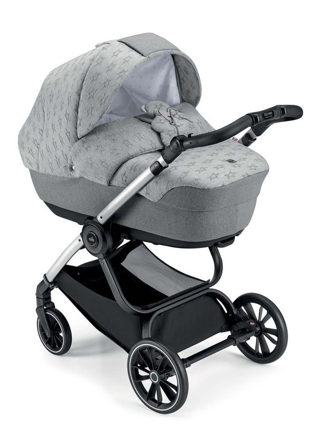 Коляска 2 в 1 TECHNO SOFTY, рама золотиста, колір сірий з ведмедиком (805T/V93/977/514K) CAM (307836305)