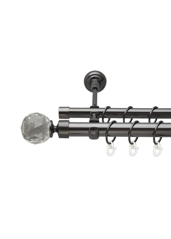 Карниз Люмиера металлический двухрядный открытый гладкая труба Оникс 25\16 мм 200 см (00-00012248) ORVIT (300279430)