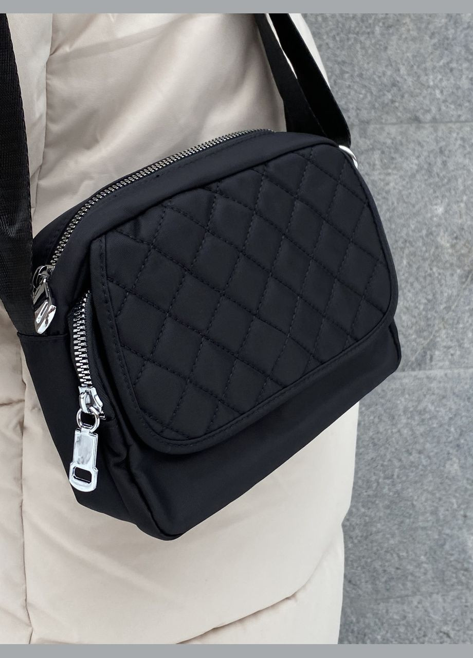 Женская классическая сумка кросс-боди 10212 на два отдела черная No Brand (290704949)