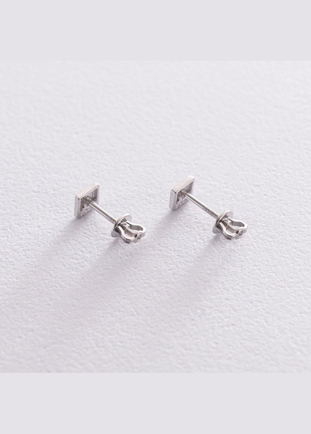 Серьги - пусеты Квадратики в белом золоте с07336 Oniks (264022352)