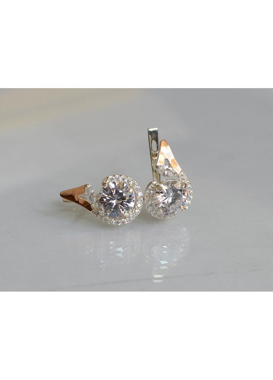 Серебряные серьги с золотыми вставками Silver Style (367112925)