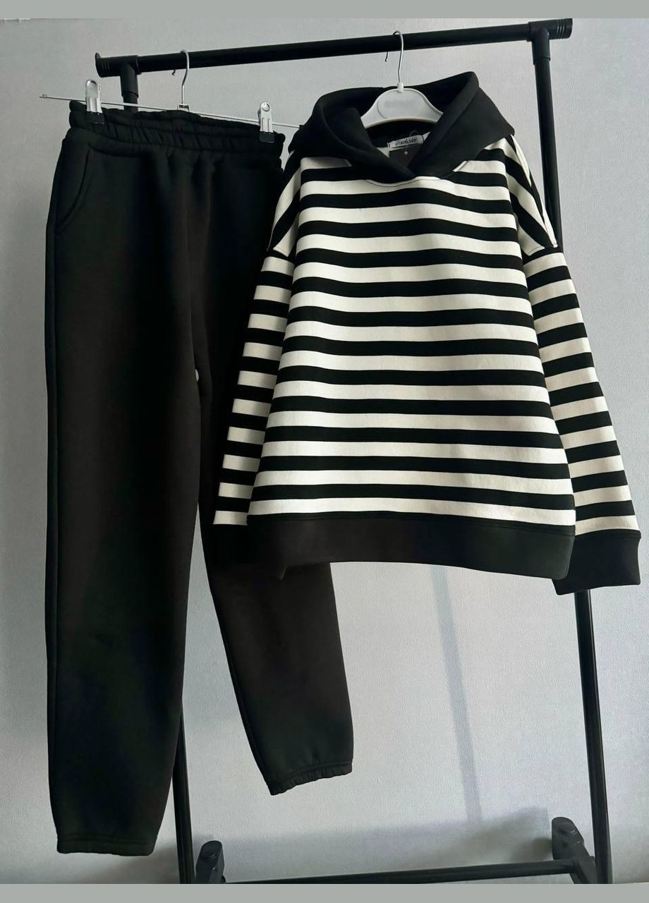 Черный демисезонный костюм подростковый на флисе брючный IRmAS оверсайз