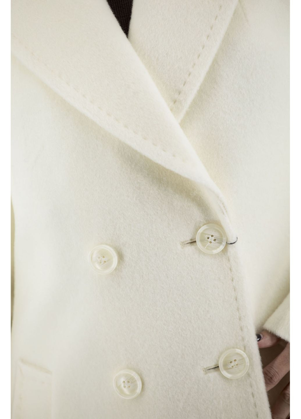Молочне демісезонне Жіноче вовняне пальто оверсайз з англійським коміром, двобортне Stella Polare (, ), 111518 No Brand