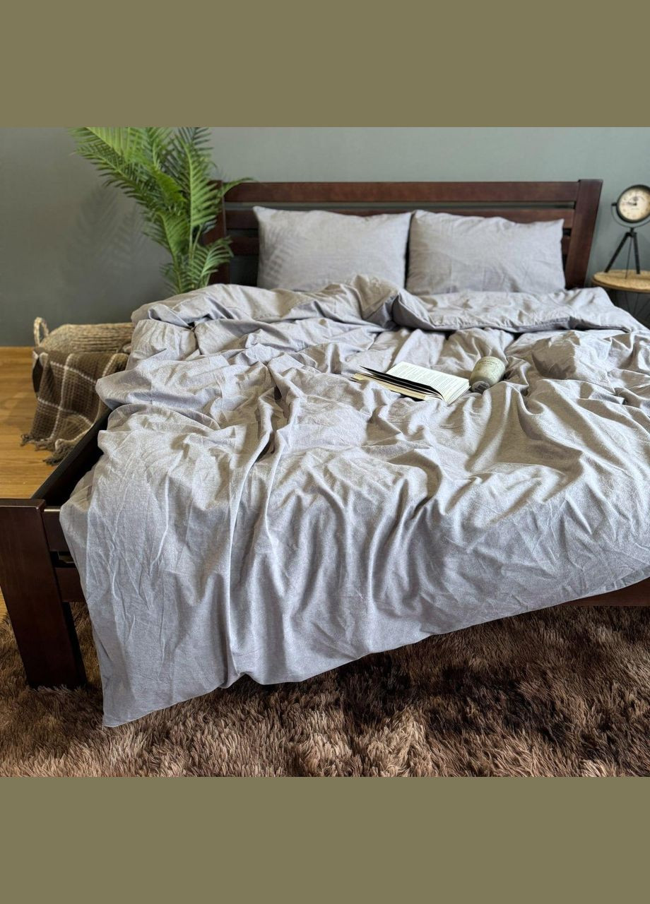 Постільна білизна Washed Cotton Півтораспальна 150 x 220 Варена бавовна Сіра 70 х 70 No Brand (307361336)
