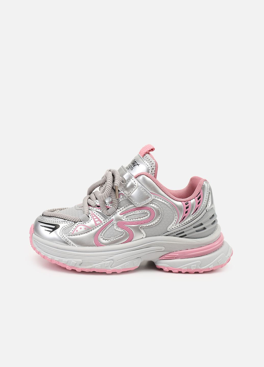 Срібні осінні кросівки для дівчинки, на пласкій підошві колір срібний цб-00273855 Kimboo