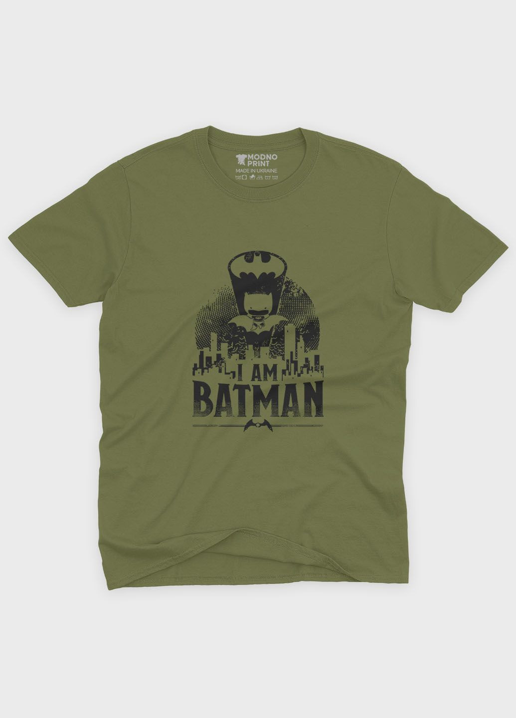 Хаки (оливковая) мужская футболка с принтом супергероя - бэтмен (ts001-1-hgr-006-003-039) Modno