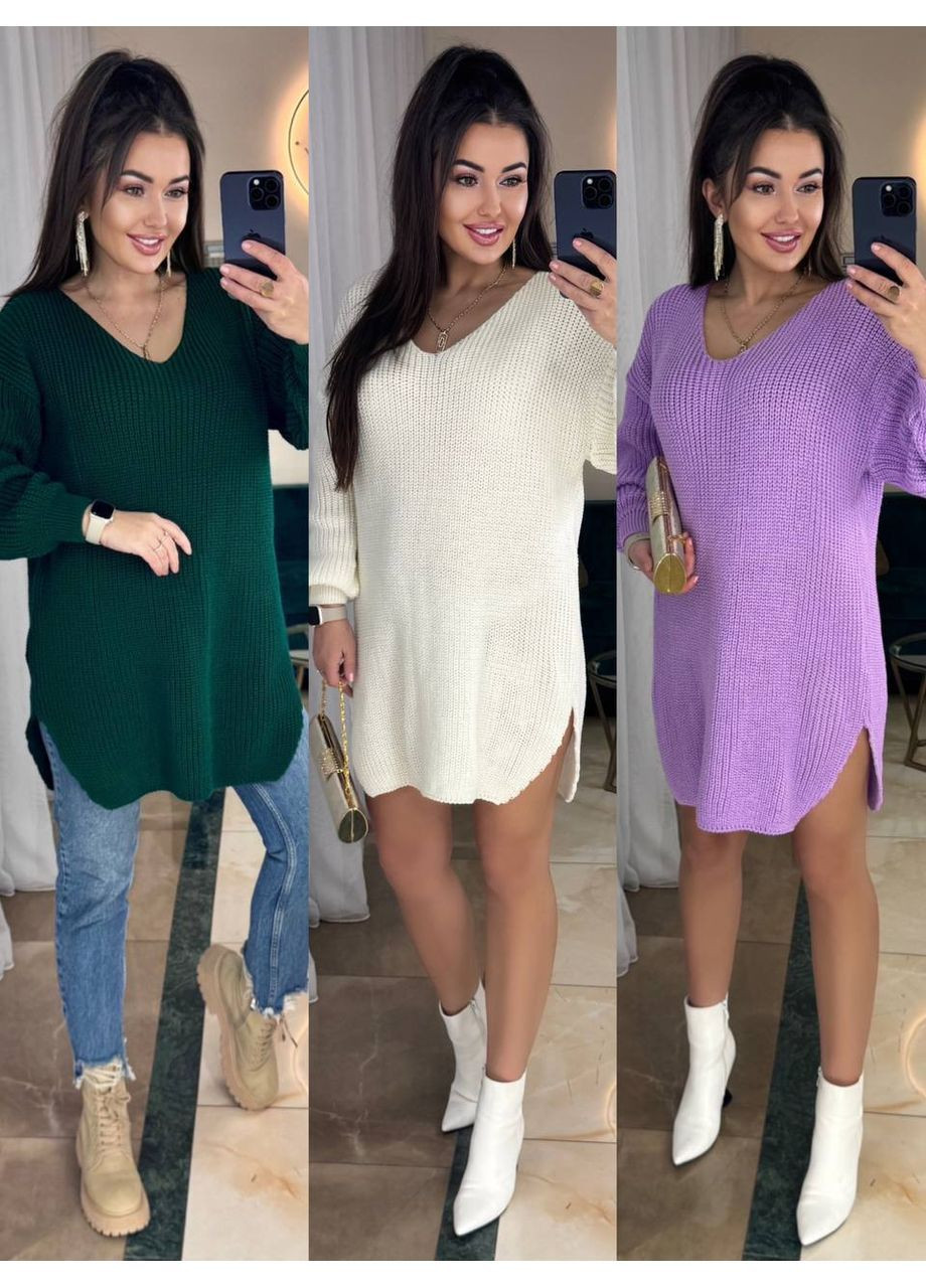 Лавандовое платье-туника оверсайз шерсть, с рукавами Україна