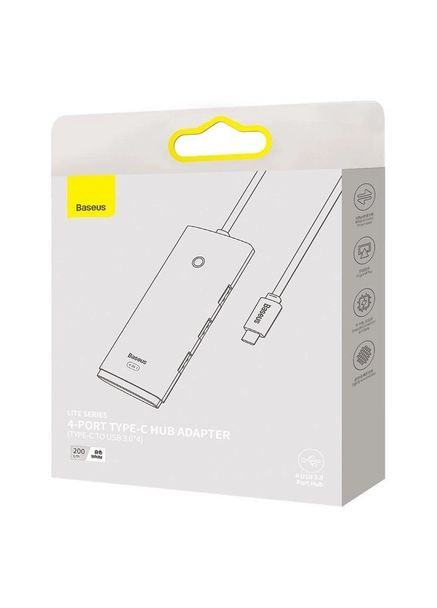 Хаб конвертер Lite Series 4-Port Type-C to 4 порти USB 3.0 2 метри білий WKQX030502 Baseus (293345853)