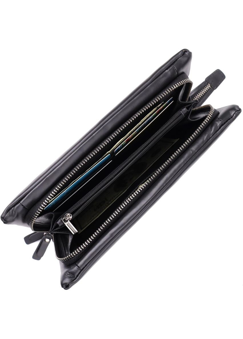 Сумка клатч на зап'ястя чоловіча з натуральної шкіри для телефону та документів велика Чорний 38308 Vintage (355245174)