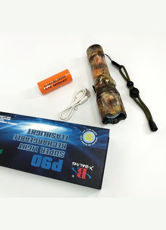 Ліхтарик ручний тактичний BL-P511M-P90 камуфляж, супер яскравий ліхтарик, потужний кишеньковий ліхтарик Bailong (364665640)