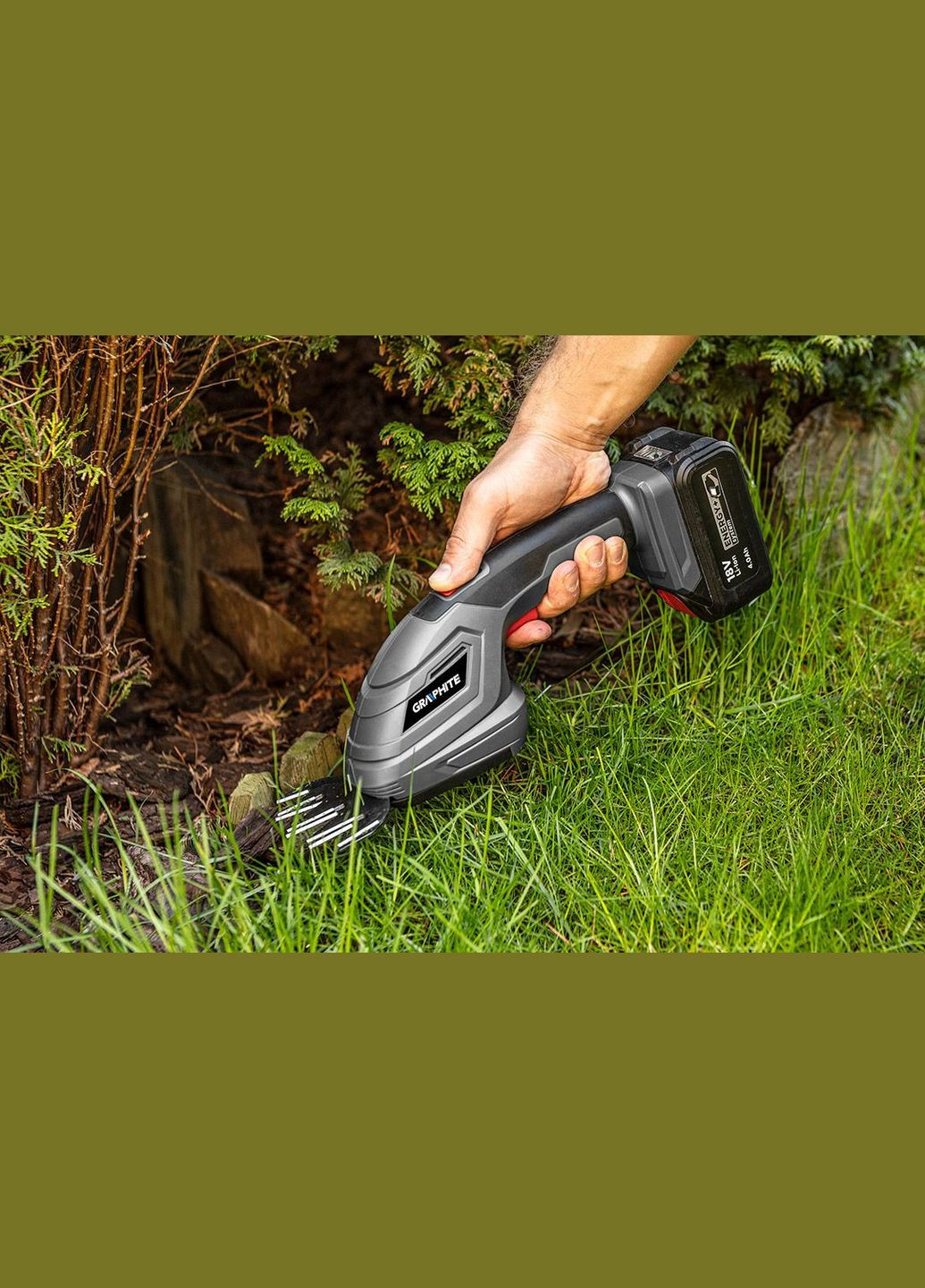 Ножиці для трави акумуляторні Energy+ 18В ріжуча частина 20см крок різу 8мм 1.09кг без АКБ та ЗП Graphite (330032880)