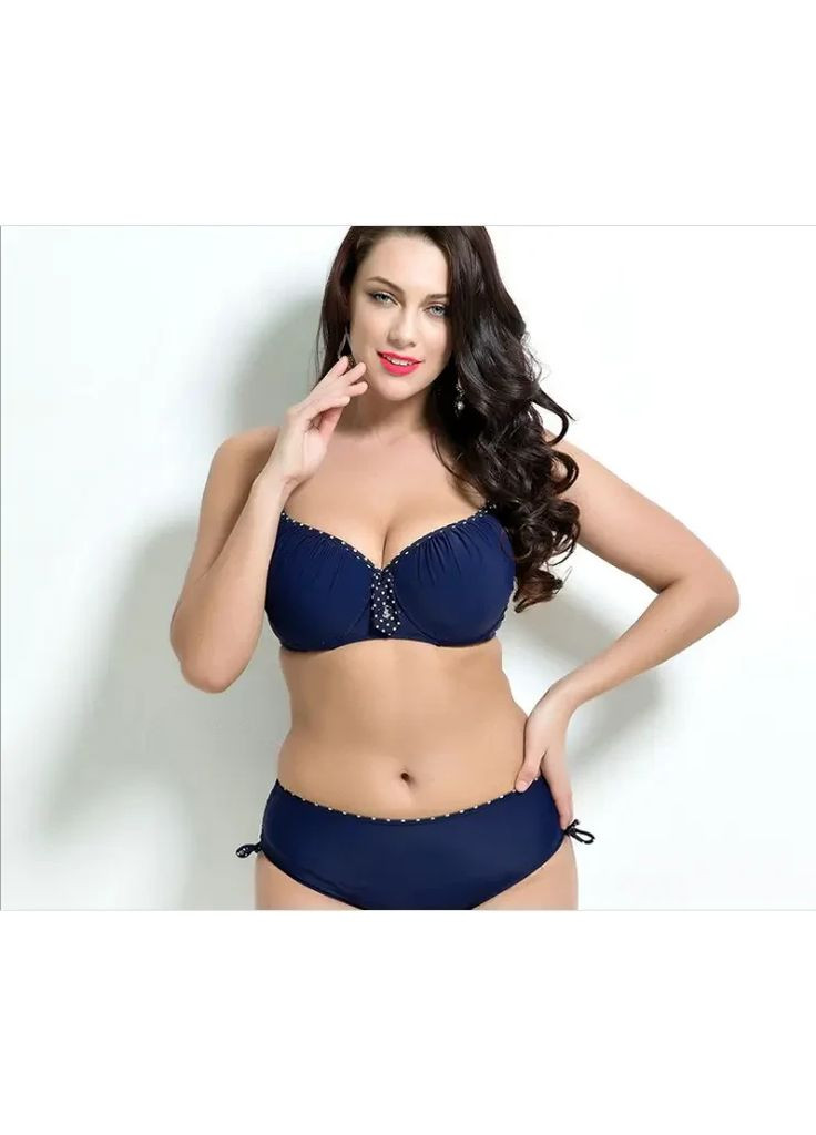 Синий летний раздельный купальник с косточками и жестким пушапом. раздельный купальник на бретелях No Brand