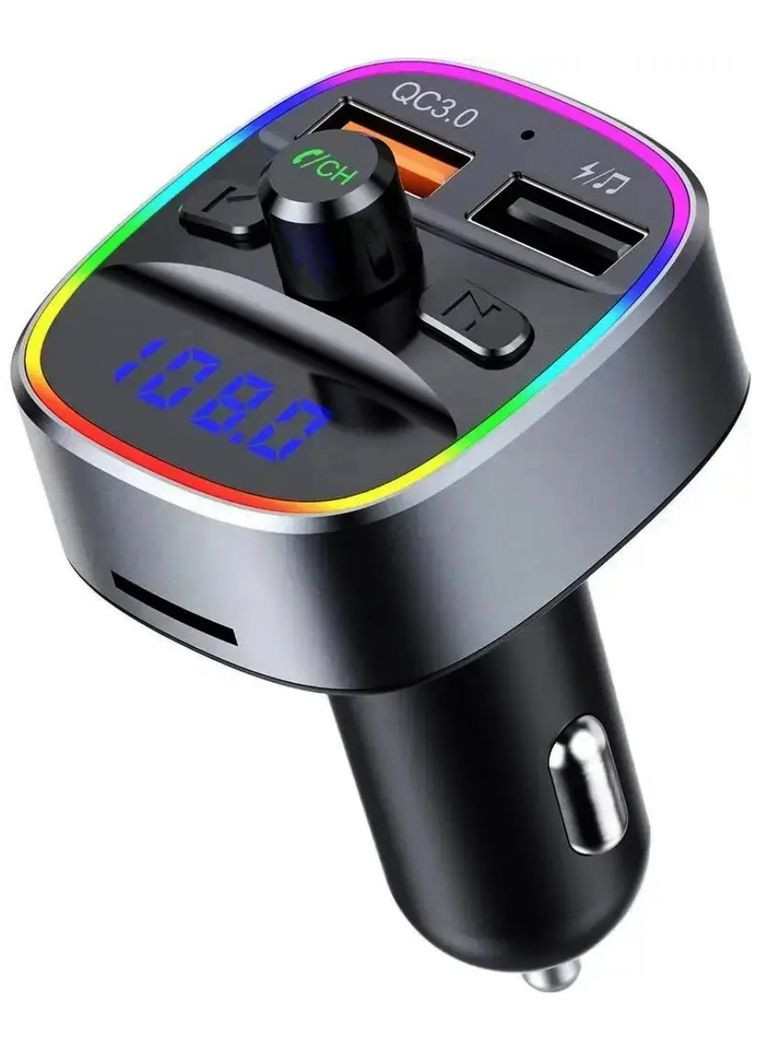 FM трансмітер модулятор F6 з Bluetooth 5.0 Автомобільна подвійна USB зарядка Чорний Borofone (306447665)