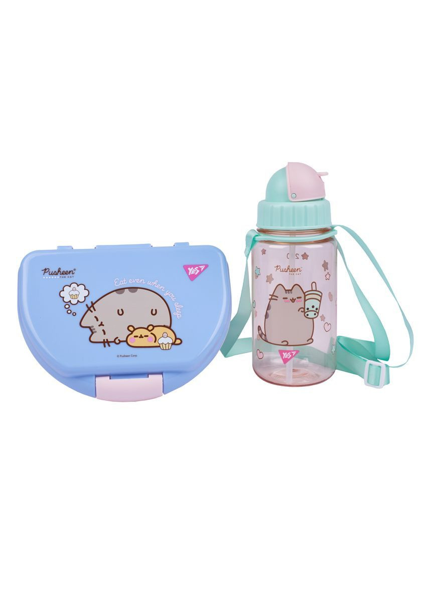 Набор контейнер и бутылочка Pusheen Разноцветный 2 предмета (450145) Yes (365824630)