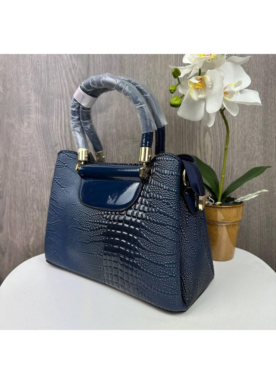 Женская лаковая сумочка Кенгуру рептилия из экокожи цилиндрическая серого цвета ProDobro (363135812)