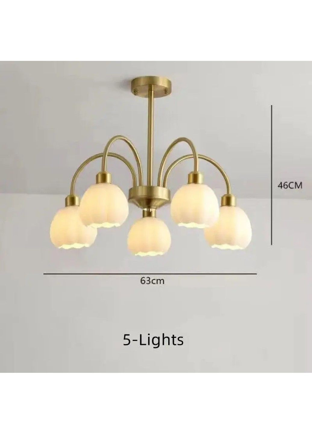 Светодиодная люстра Тюльпан 5000 (Золотая) на 5 плафонов No Brand (331639910)