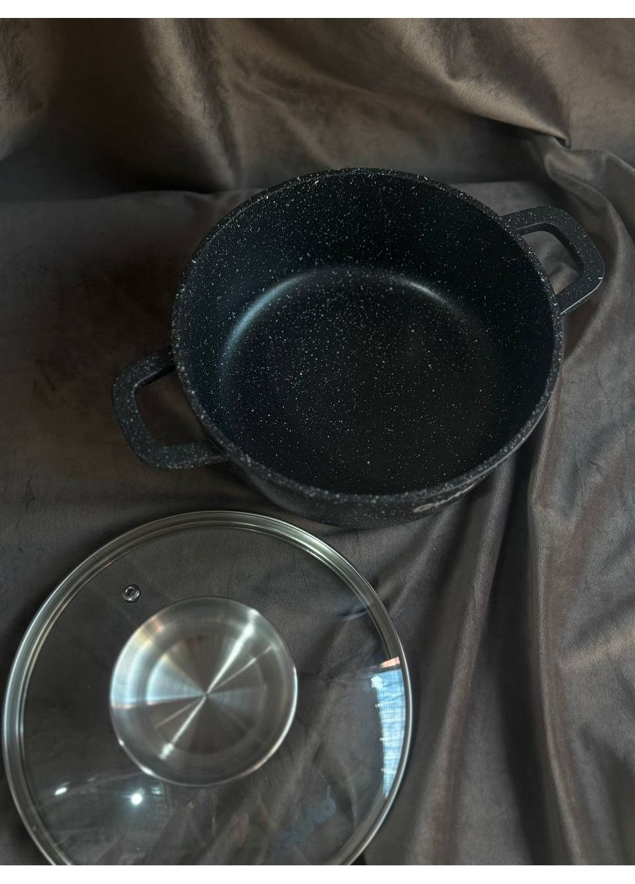 Каструля GT-2404-22 з антипригарним покриттям MARBLE 22x10 cм 3.2 л Чорний Gusto (356776484)