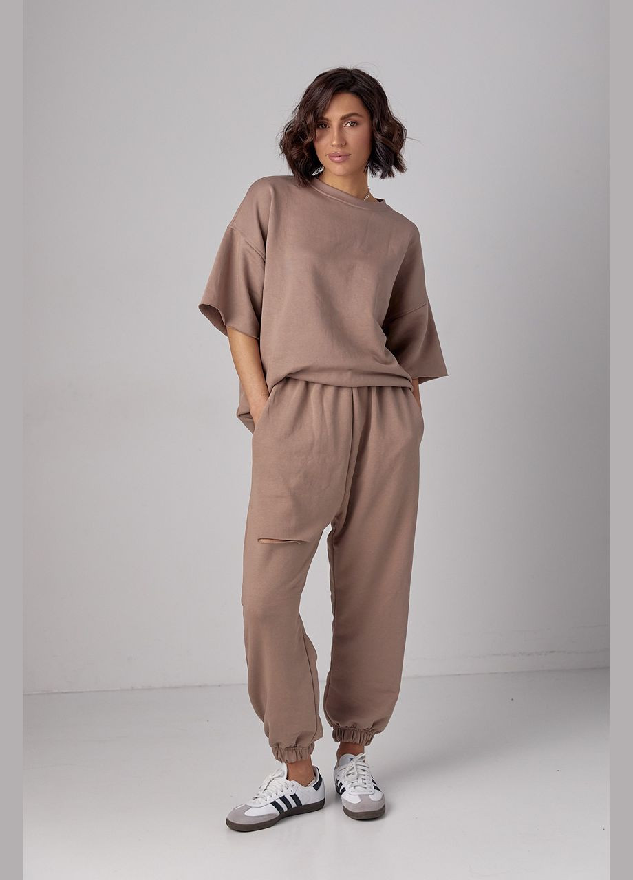 Спортивний костюм із трикотажу з прорізом на джогерах Liton (296909022)