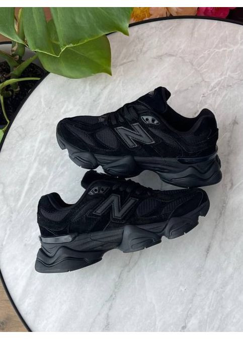 Черные демисезонные кроссовки мужские и женские new balance 9060 triple black | нью баланс 9060 черные No Brand
