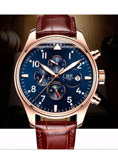 Чоловічий Класичний Механічний Годинник Коричневий Grand Brown 8701 Seli Carnival (392712883)