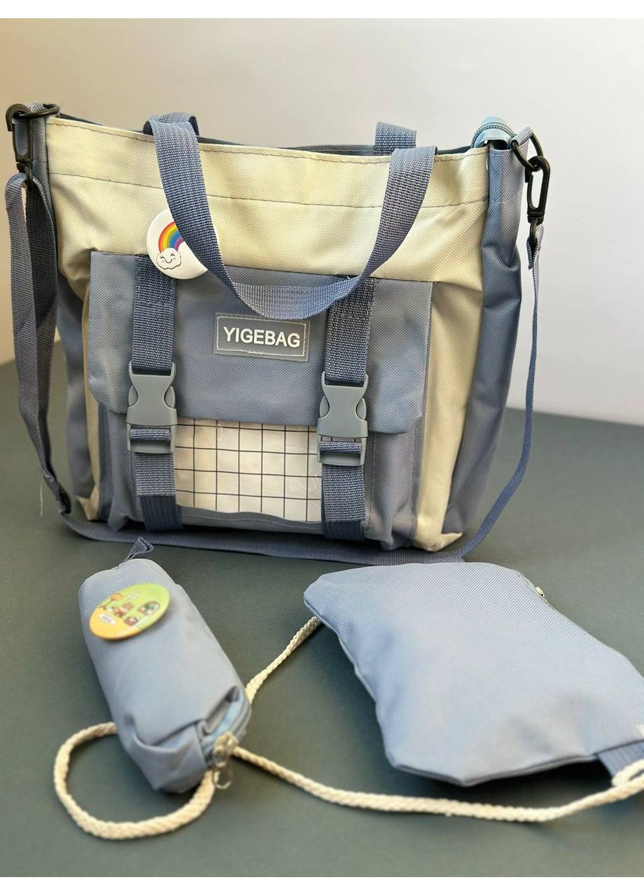 Рюкзак 4 в 1 и брелок, (рюкзак, сумка, клатч, пенал), текстиль, полиестр, с упреком брелок и значки Україна (351433421)