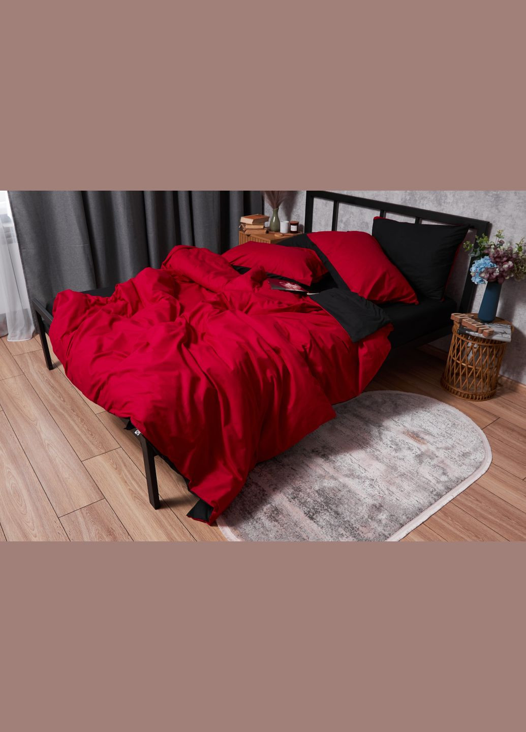 Комплект постельного белья Бязь Gold Люкс евро 200х220 наволочки 4х70х70 (MS-820003164) Moon&Star Cherry Black (288043578)