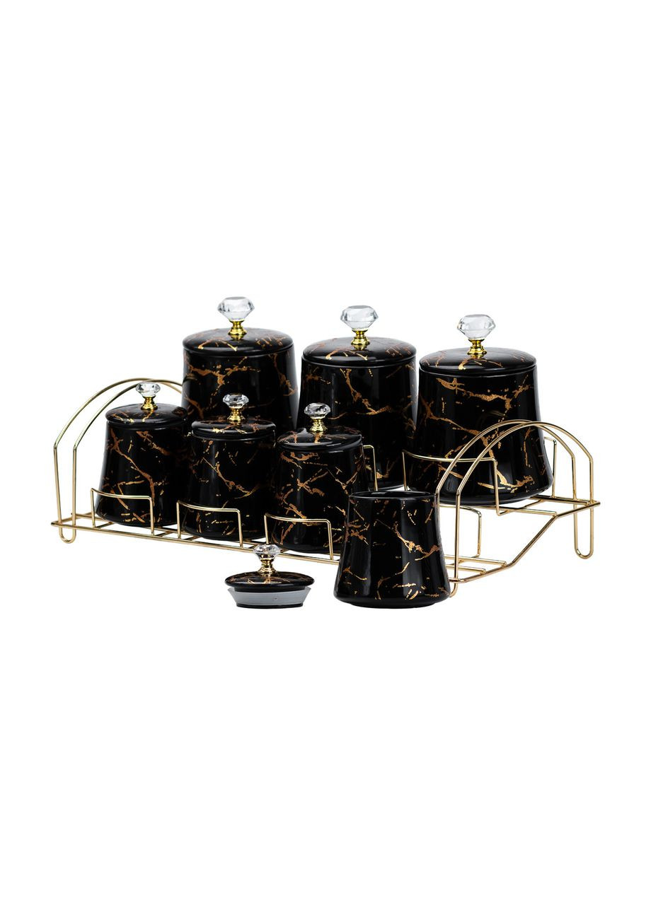 Набор для специй 4 шт по 250 мл и 3 шт по 550 мл на металической подставке черный Jooki (358705895)