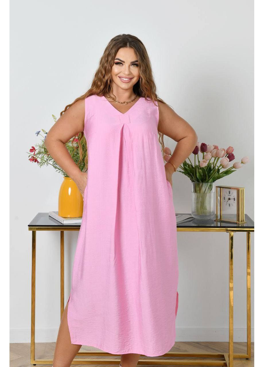 Рожева легка сукня вільного крою з кишенями Luna