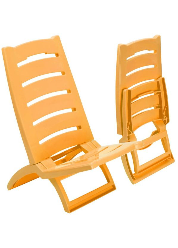 Кресло-шезлонг Adriatic желтое пластиковое для отдыха на улице портативное легкое складное ProDobro (367267197)