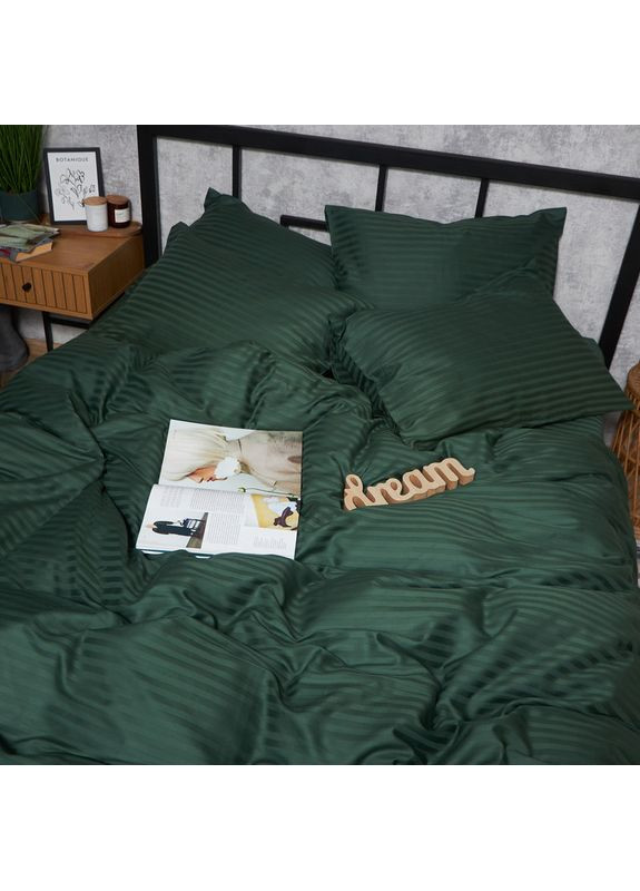 Комплект постельного белья Satin Stripe «» Полуторный 143х210 наволочки 4х50х70 (MS-820008628) Moon&Star Mystic Green (356114353)