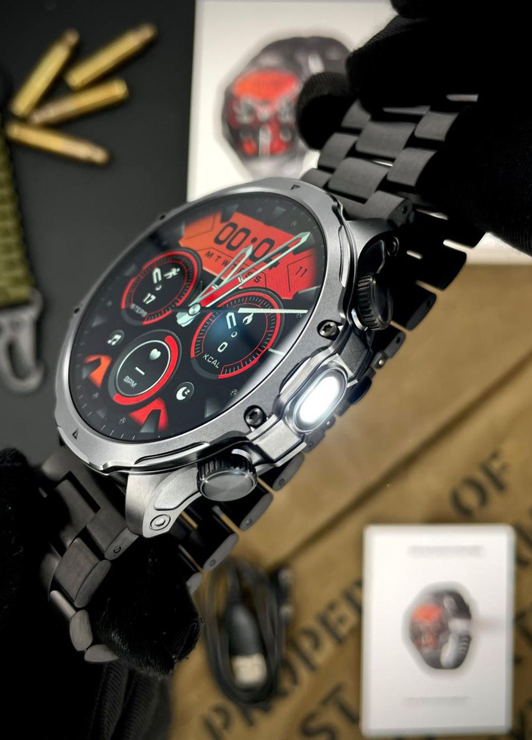 Мужские умные часы Black Steel + ремешок в подарок Modfit Tactic Blaze (356130712)