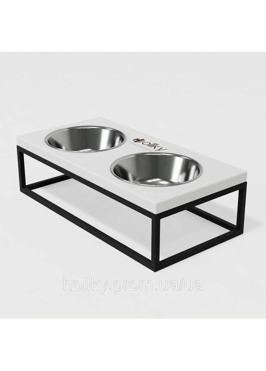 Миски на підставці для середніх собак та великих котів Base M (2 × 0,95 л) BM-422110-BLWH Hollky (365652760)
