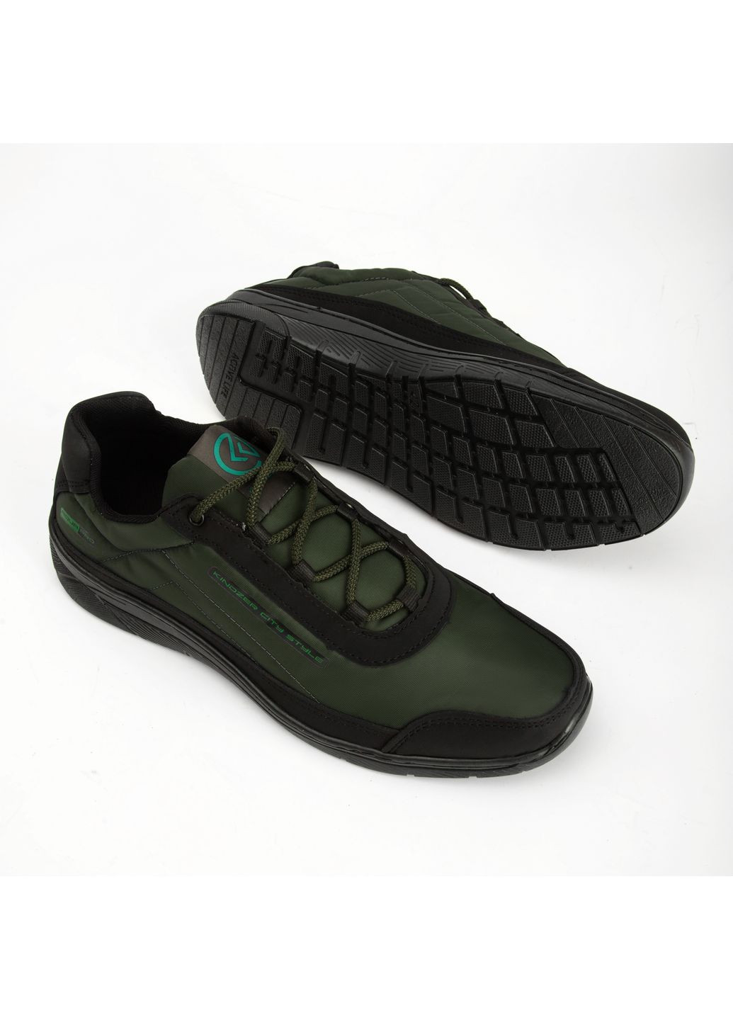 Оливковые демисезонные мужские кроссовки оливковые влагостойкие демисезонные Kindzer К-402