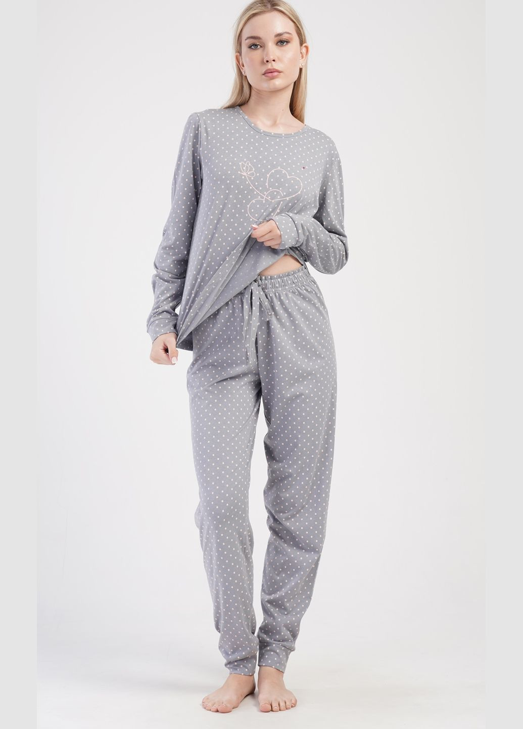 Серая всесезон пижама женская (лонгслив, брюки) лонгслив + брюки Vienetta