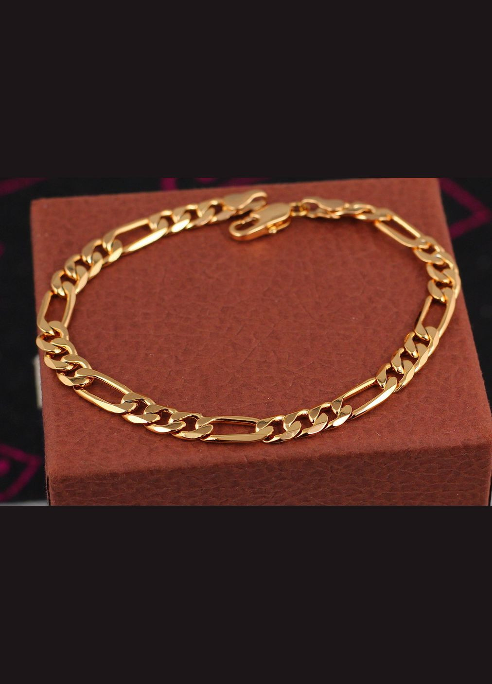 Браслет фигаро 22,5 см 7 мм золотистый Xuping Jewelry (317565397)
