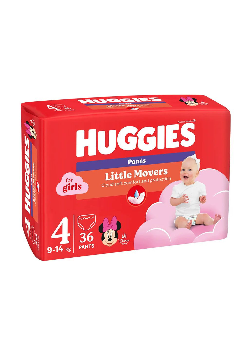 Подгузники-трусики для девочек Little Movers Pants 4 (9-14 кг), 36 шт. Huggies 5029053564258 (331787831)