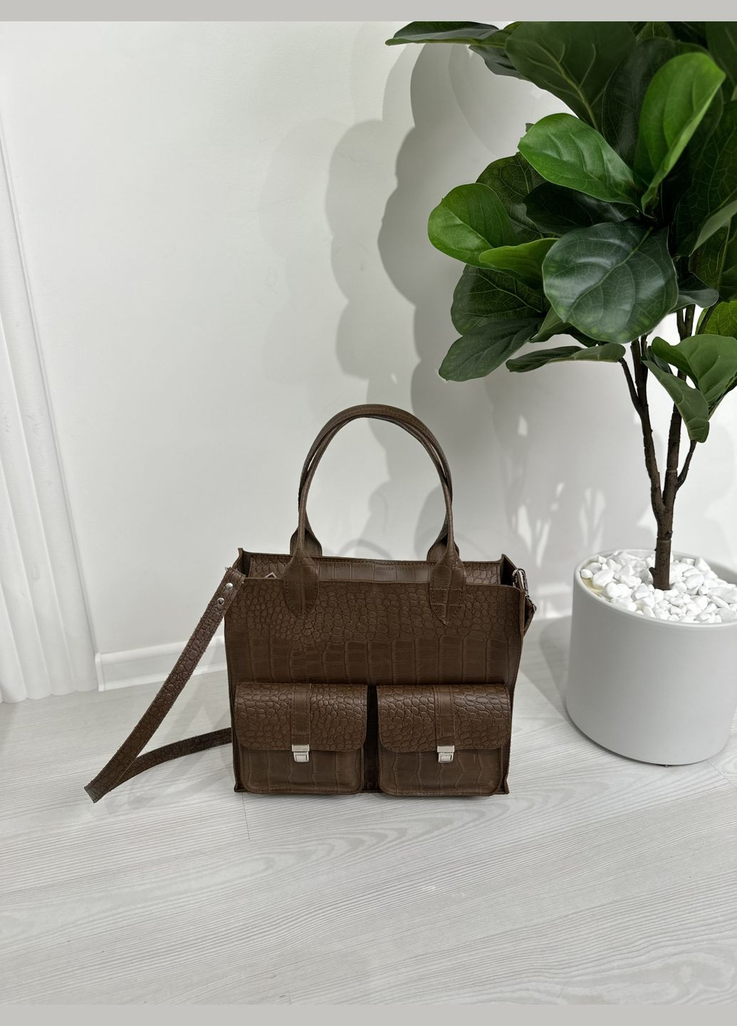 Женская кожаная сумка Алькор Орех Крокодил Под Заказ Dekey (332055341)