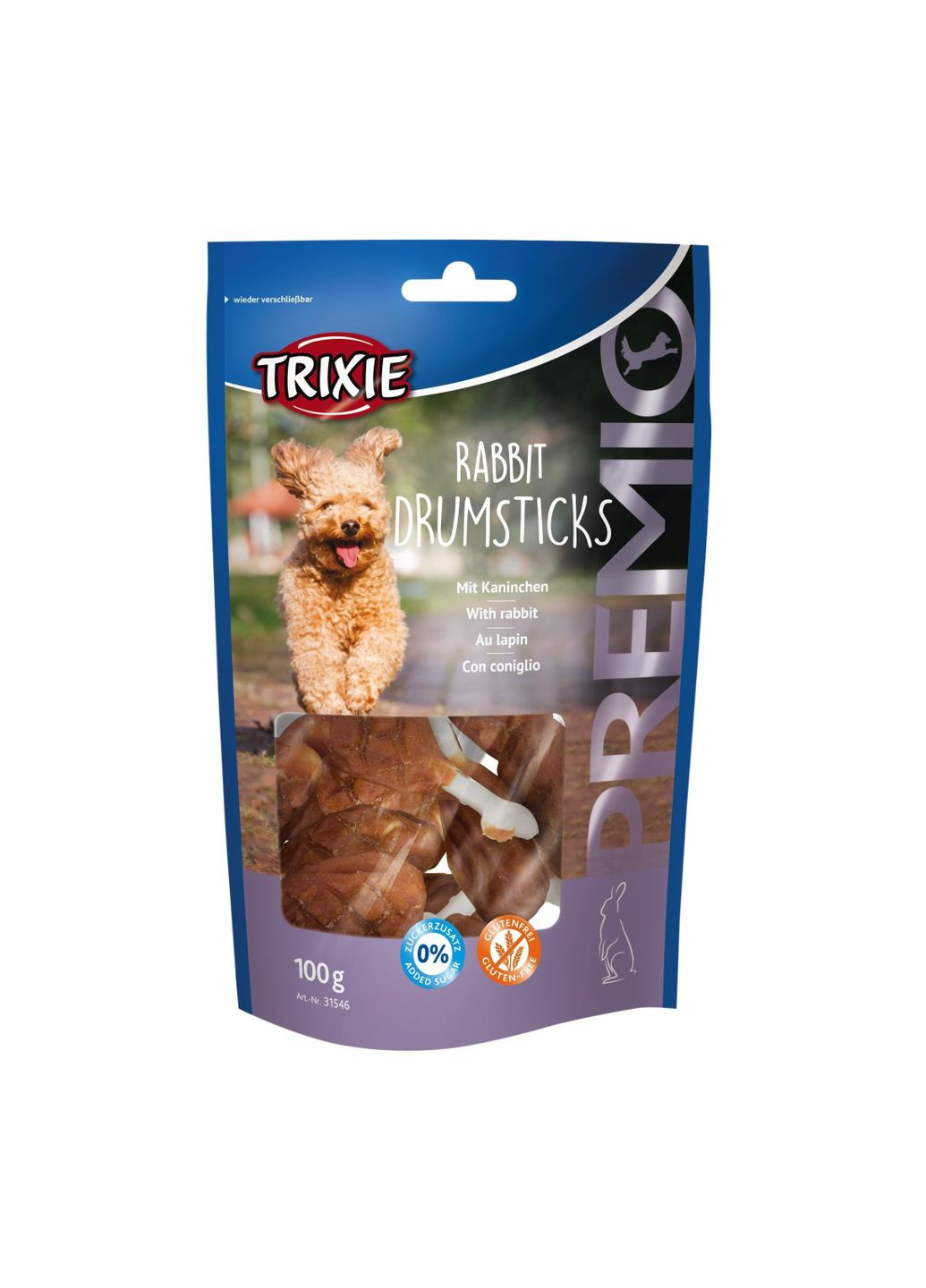 Ласощі для собак 31546 Premio Rabbit Drumsticks з кроликом 100 г (4011905315461) Trixie (279561140)