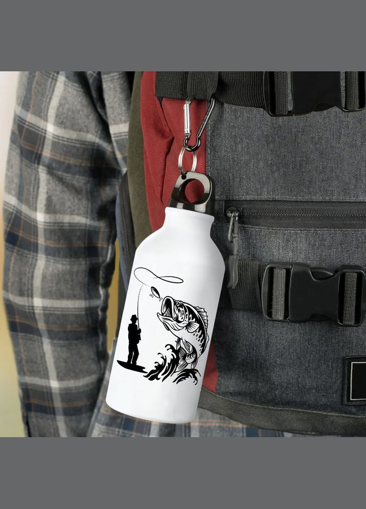 Фляга (пляшка) для води з карабіном Туристична, Для кемпінгу #010 500 мл Білий No Brand (323639632)