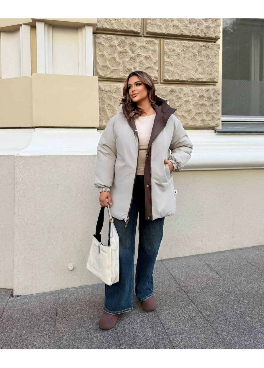 Коричневая демисезонная куртка двусторонняя, цвет коричневый Fashion