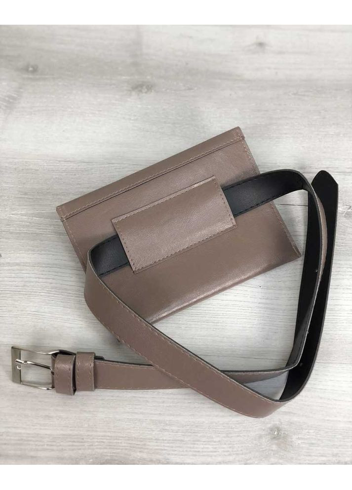 Сумка женская на пояс из экокожи кофейная молодежный клатч для прогулок и отдыха маленькая мягкая ProDobro (367265066)